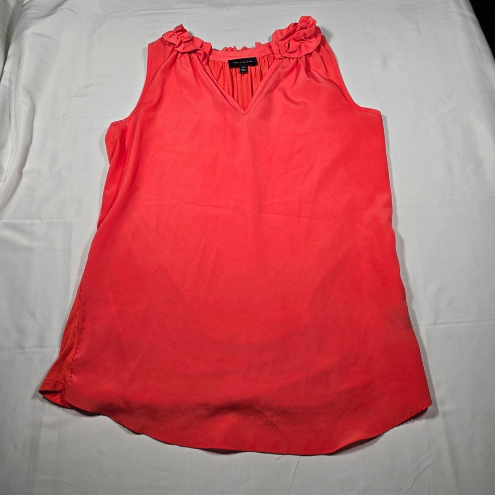 The Limited Womens Coral Ruffle V-Neck Sleeveless Blouse career dainty XS